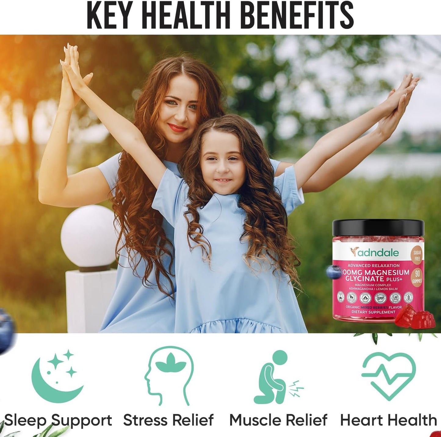 180 CT Calm Magnesium Gummies with Ashwagandha for Adults & Kids - Sugar Free Chews for Relaxation, Stress Relief, Sleep, Muscle & Cardio Support