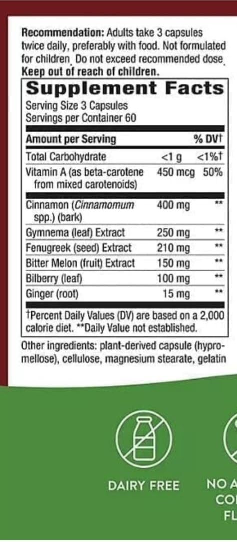 180 ct. Nature's Blood S Manager Capsules for Supporting Blood Sugar Metabolism