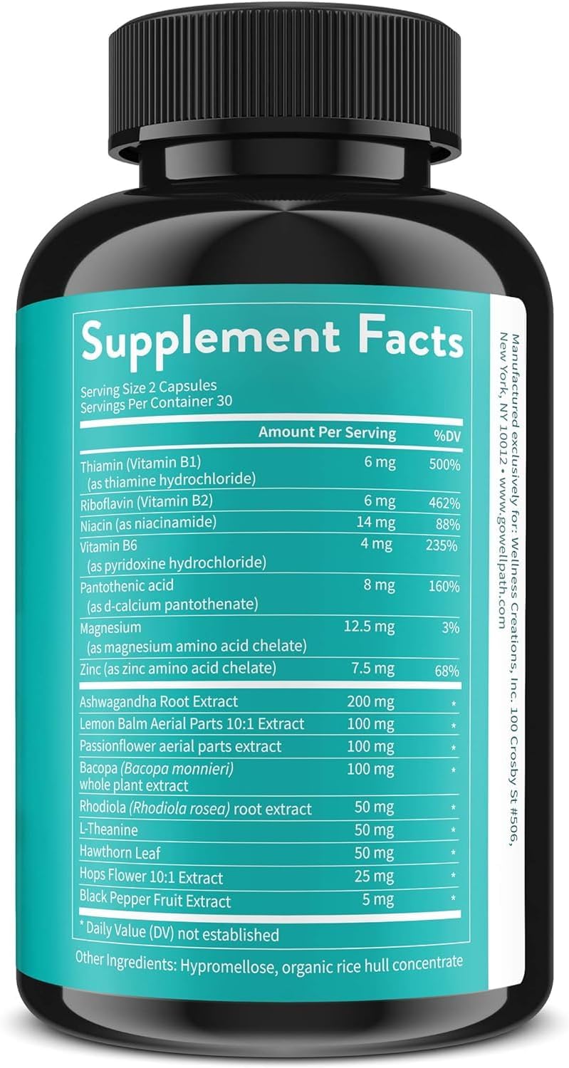 180 ct WellPath Zen Stress Relief Supplement | Mood Support & Energy Aid | Ashwagandha, Rhodiola, L-Theanine, Lemon Balm Capsules