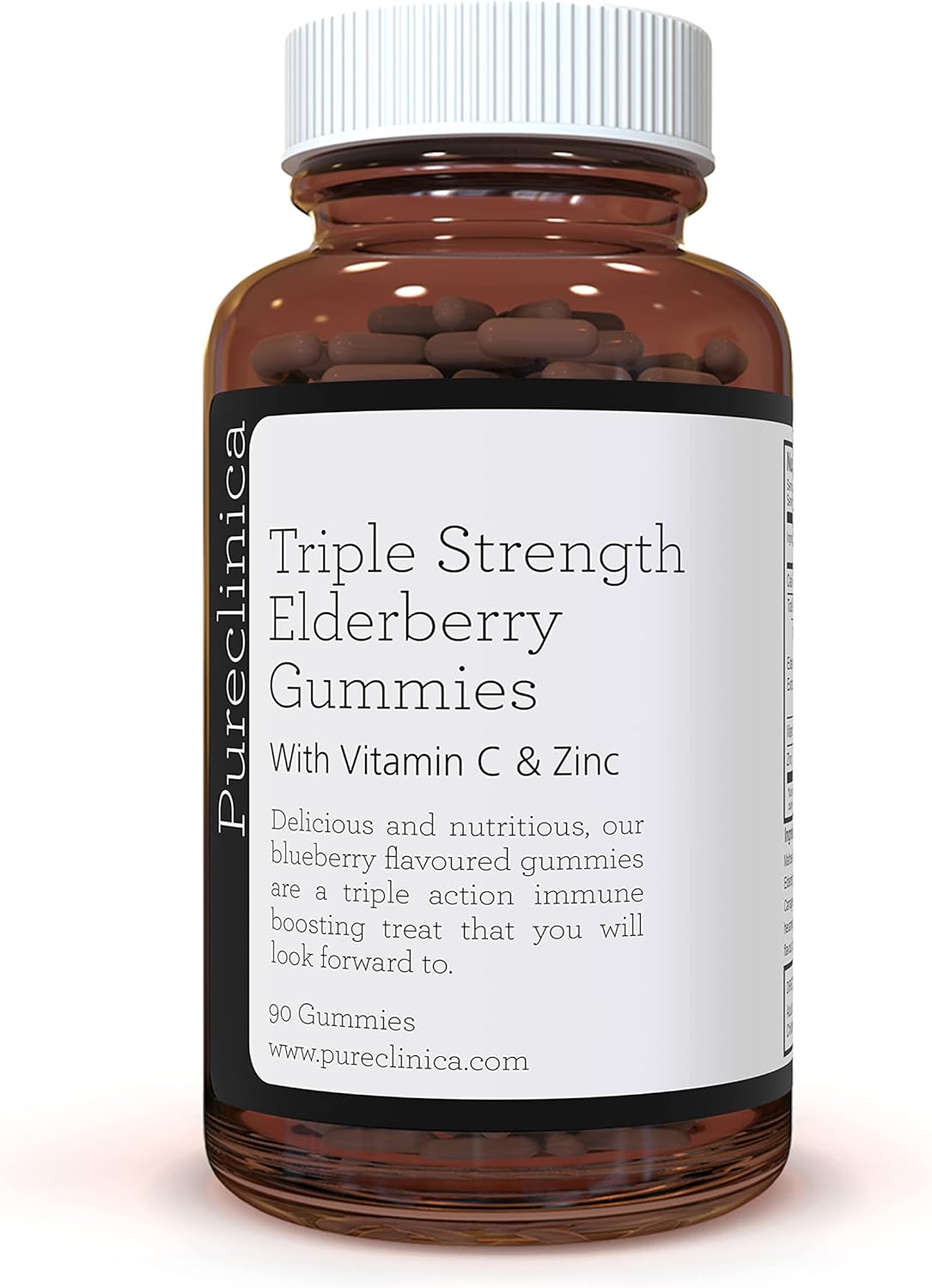 180 Elderberry Gummies with Vitamin C & Zinc - Triple Strength Immune Support - 2 Bottles (90 Gummies each) - 6-Month Supply by pureclinica