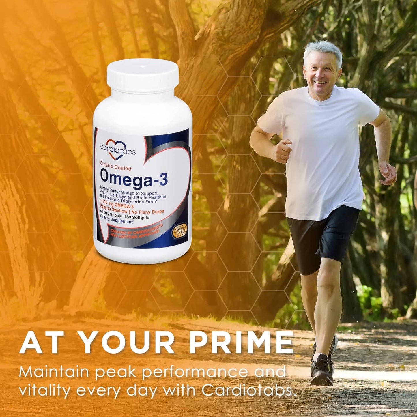 180 Enteric-Coated Omega-3 Fish Oil Supplements, Triglyceride Form, 1100mg Total Omega-3 Fatty Acids, Non-Dairy & Gluten-Free