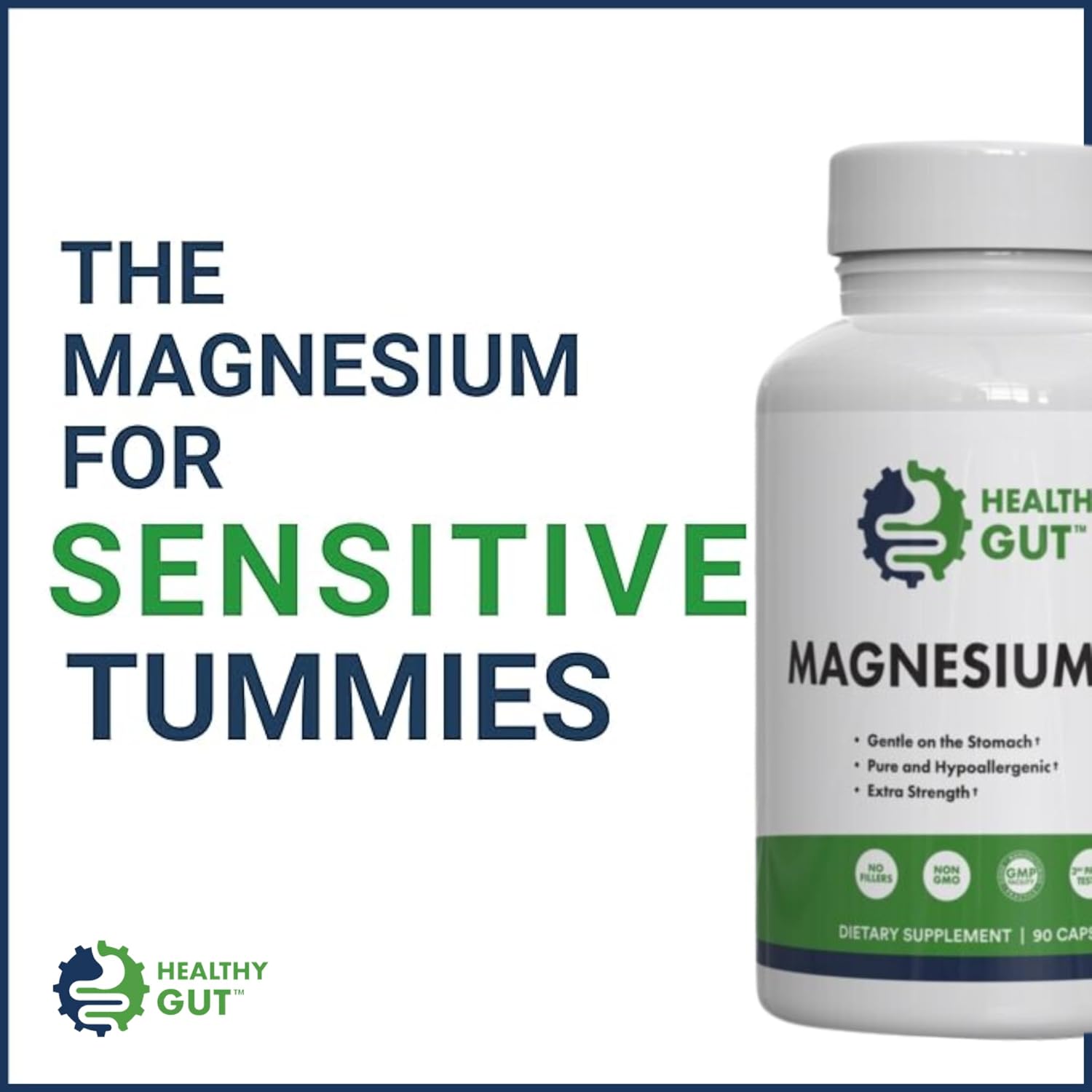 180 mg Magnesium Glycinate Supplement for Gut Health | Pure and Filler-Free | 90 Servings