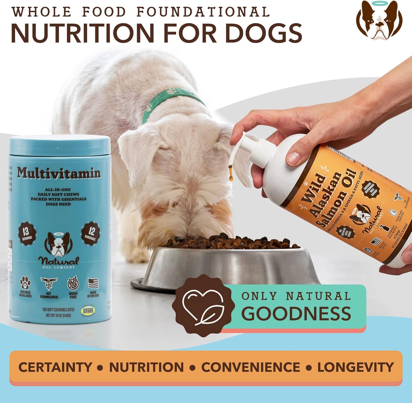 180 Natural Multivitamin Chews for Dogs - Peanut Butter & Bacon Flavor - Supports Immune System and Antioxidant - Dog Vitamins for Multi Dog Families
