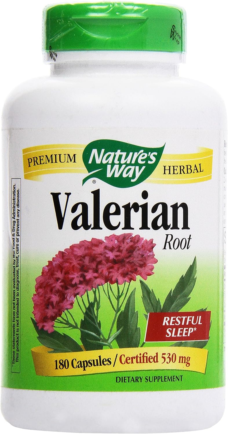 180 Nature's Way Valerian Root Gelatin Capsules for Natural Sleep Support