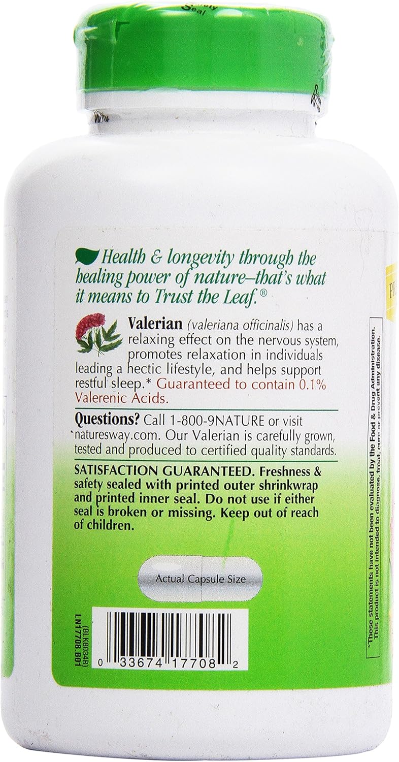 180 Nature's Way Valerian Root Gelatin Capsules for Natural Sleep Support