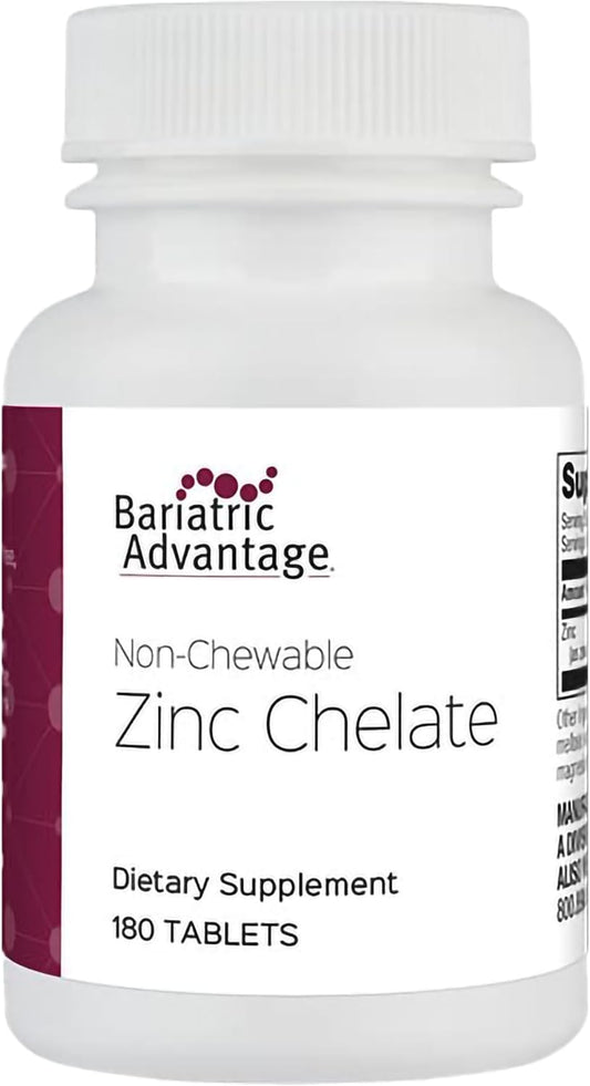 180 Non Chewable Zinc Chelate Tablets for Bariatric Surgery Patients, Highly Absorbable 20 mg Zinc Arginine and Glycine Formula