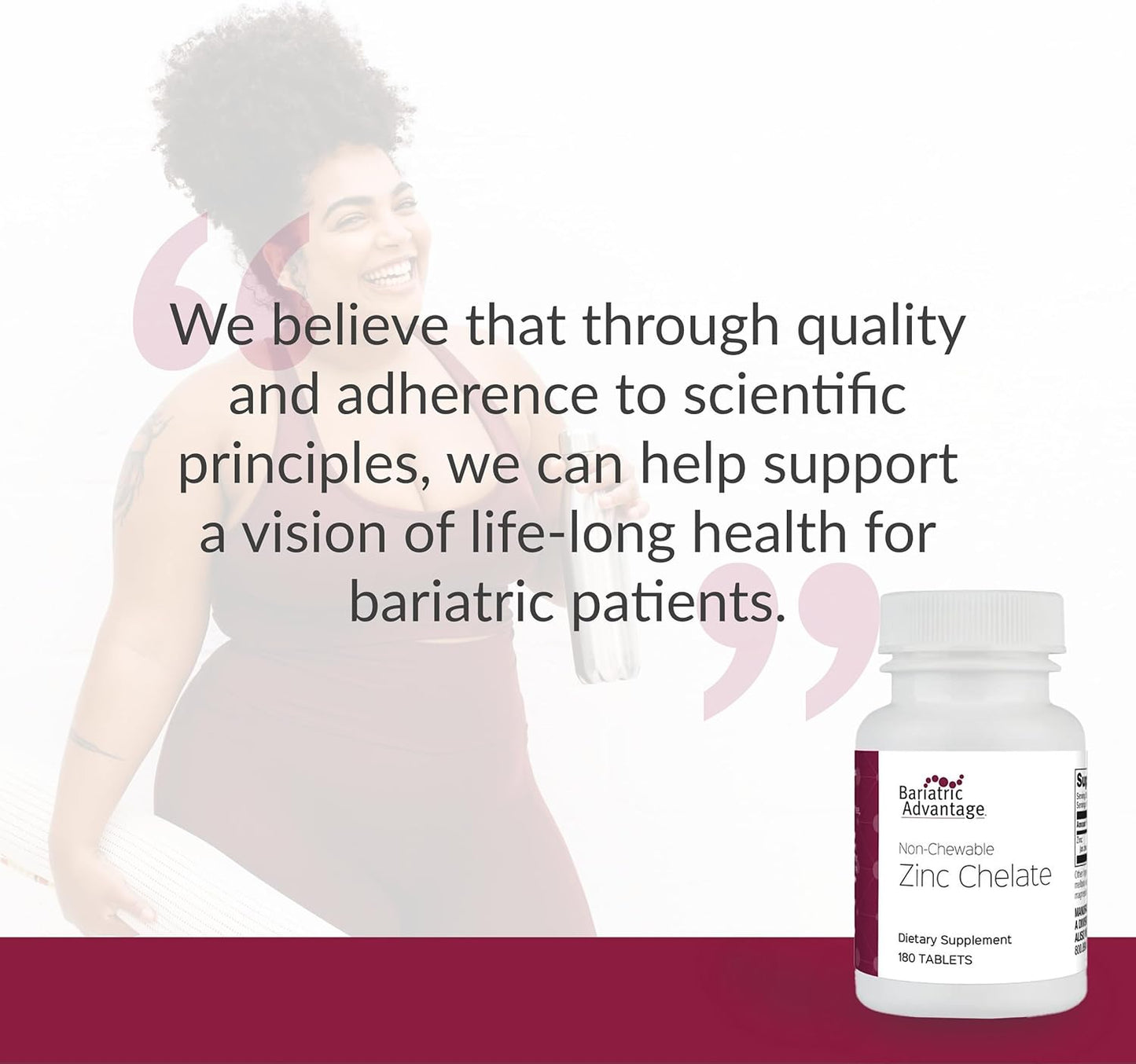 180 Non Chewable Zinc Chelate Tablets for Bariatric Surgery Patients, Highly Absorbable 20 mg Zinc Arginine and Glycine Formula