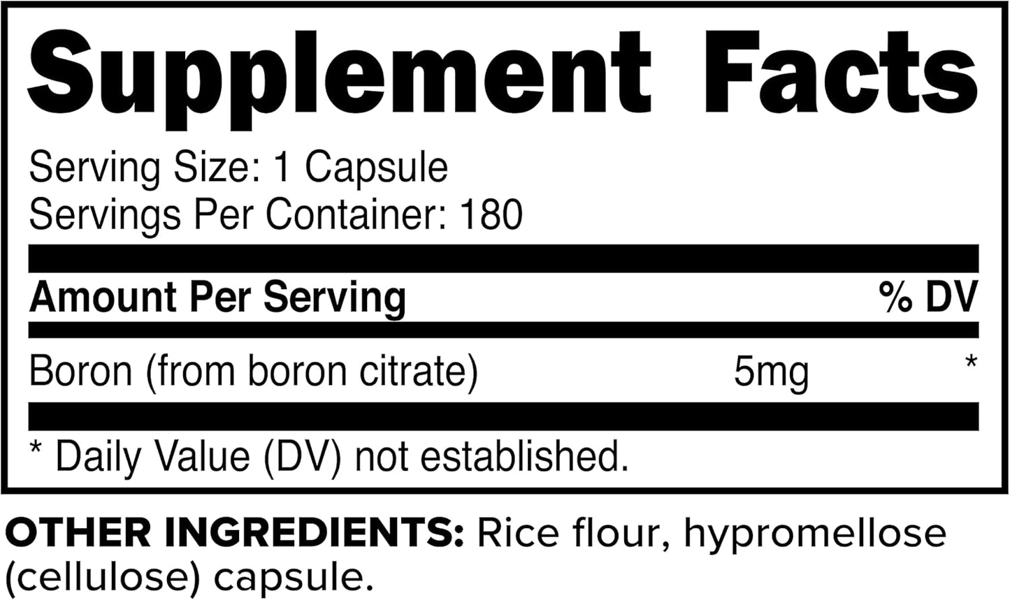 180 Primaforce Boron Capsules 5mg - Vegetarian Capsules for Bone Health & Hormone Support