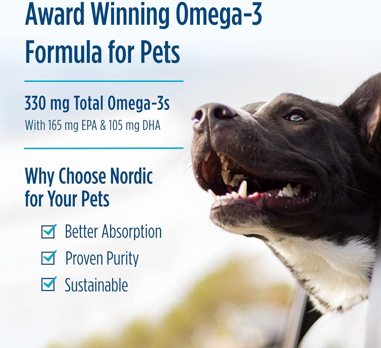 180 Soft Gels Nordic Naturals Omega-3 Pet Supplement for Dogs - Unflavored Fish Oil with EPA & DHA for Heart, Skin, Coat, & Immune Health - 330mg Omega-3 Per Soft Gel