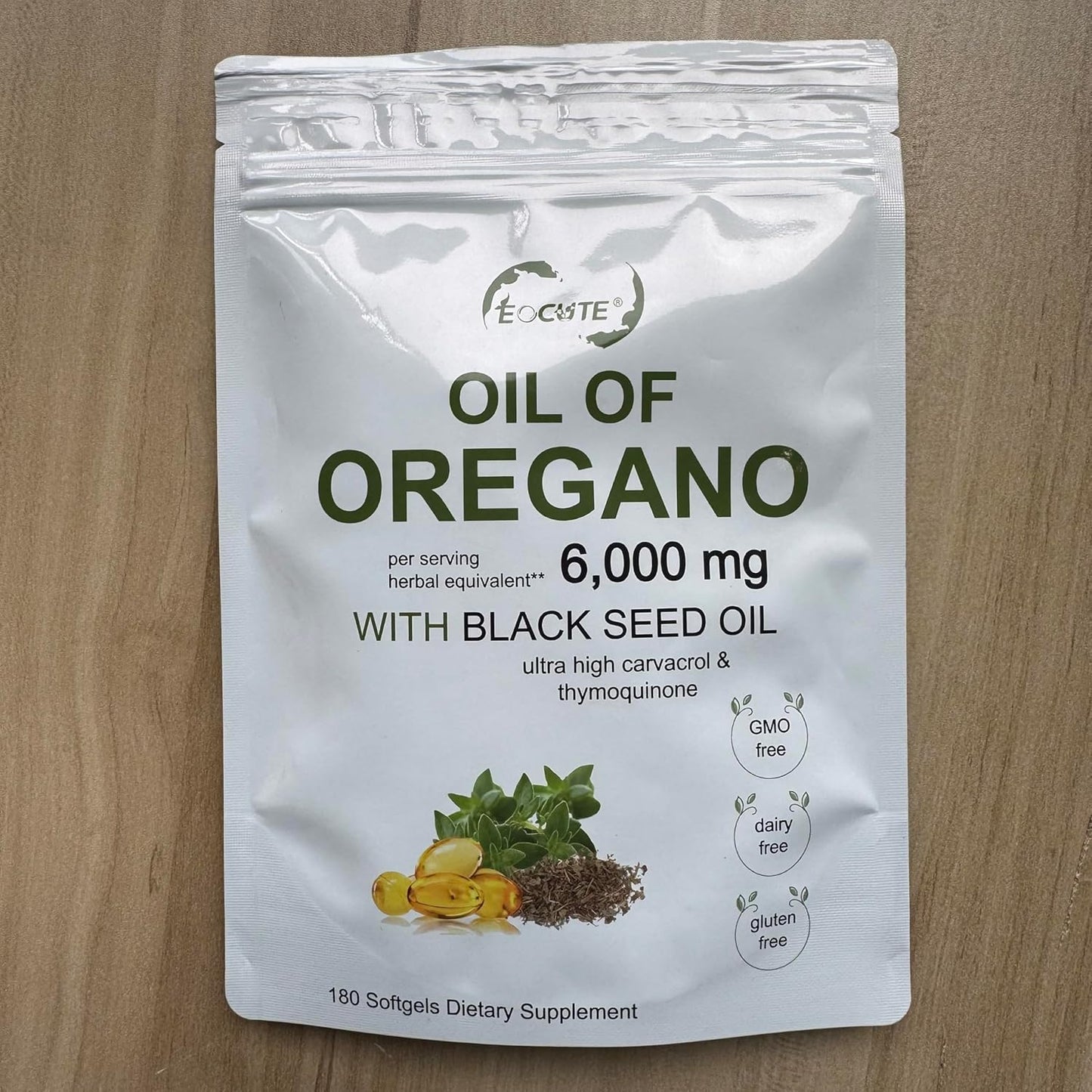 180 Softgel Oregano Oil Capsules with Black Seed Oil for Immune Support - 6000mg Oregano & 200mg Black Seed Oil Per Serving, Plant Based & Non-GMO Supplement