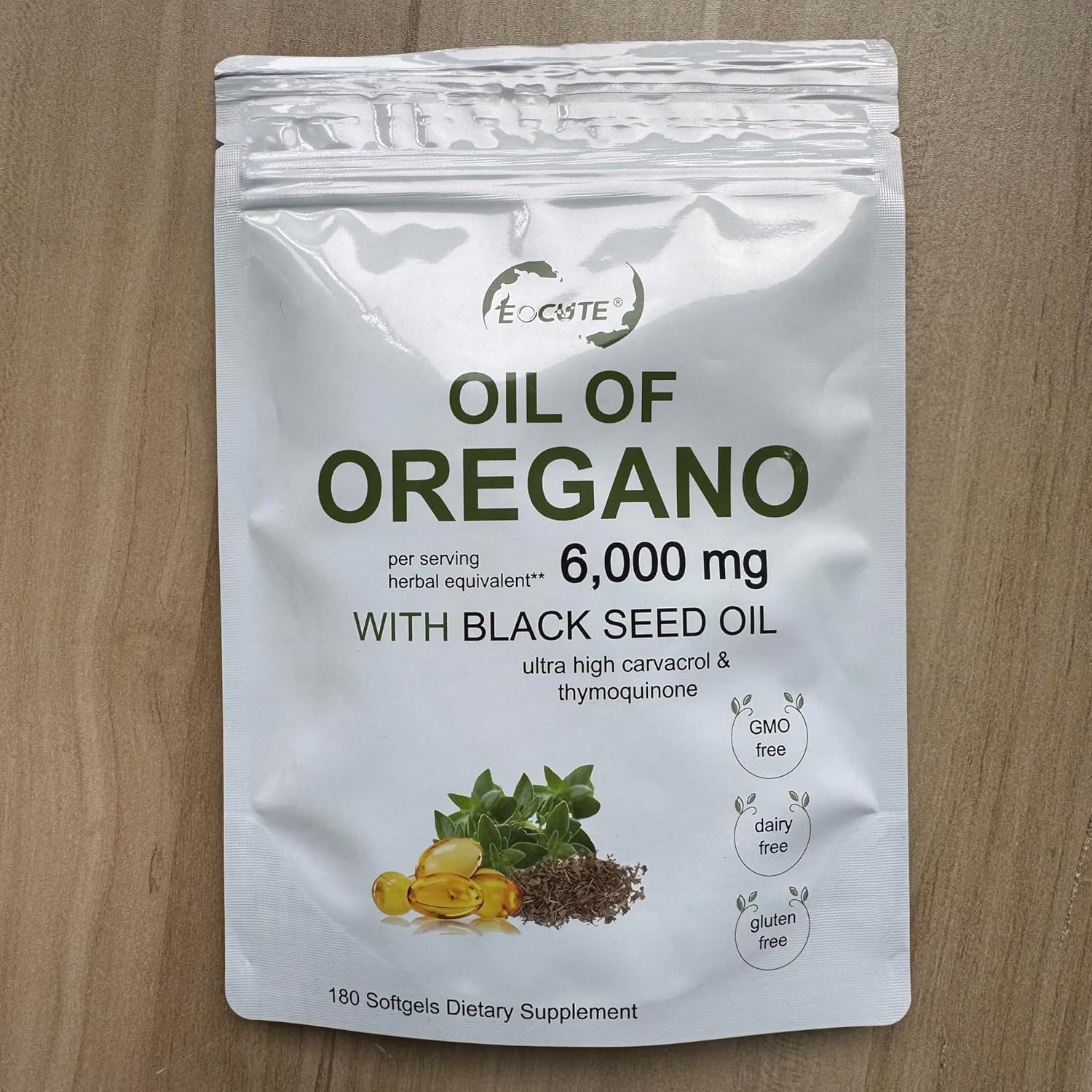 180 Softgel Oregano Oil Capsules with Black Seed Oil for Immune Support - 6000mg Oregano & 200mg Black Seed Oil Per Serving, Plant Based & Non-GMO Supplement