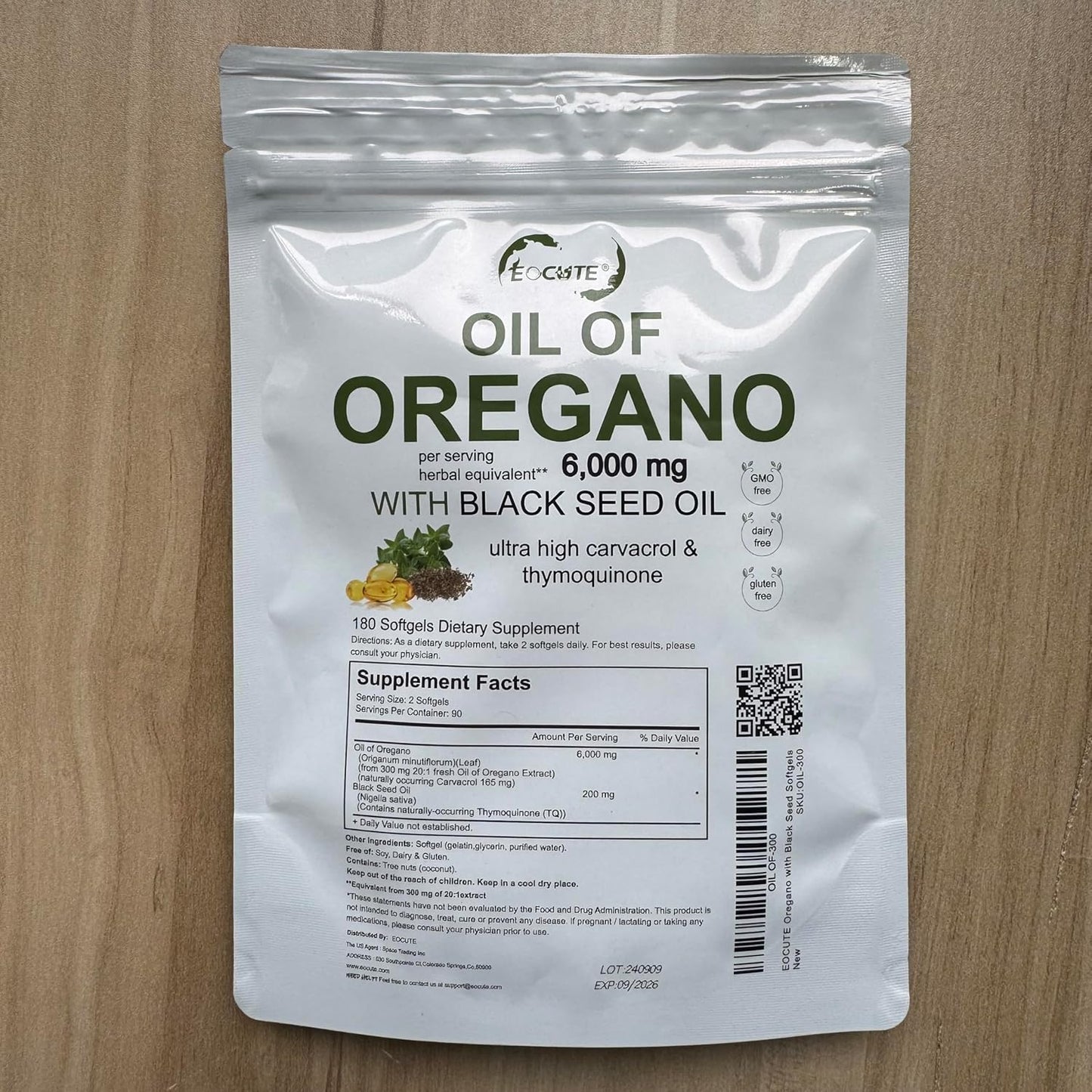 180 Softgel Oregano Oil Capsules with Black Seed Oil for Immune Support - 6000mg Oregano & 200mg Black Seed Oil Per Serving, Plant Based & Non-GMO Supplement