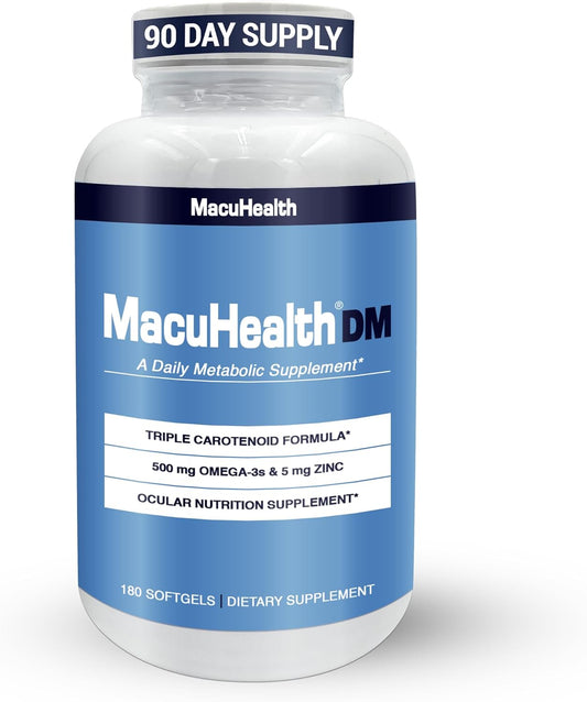 180 Softgels of Macuhealth Daily Metabolic Triple Carotenoids with EPA/DHA Omega-3, Zinc, and Vital Minerals for Long-Lasting Benefits