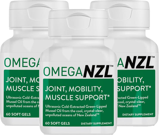 180 Softgels of OMEGANZL Original Green-Lipped Mussel Oil Joint Support Supplement with Natural Muscle Relief, No Fishy Aftertaste