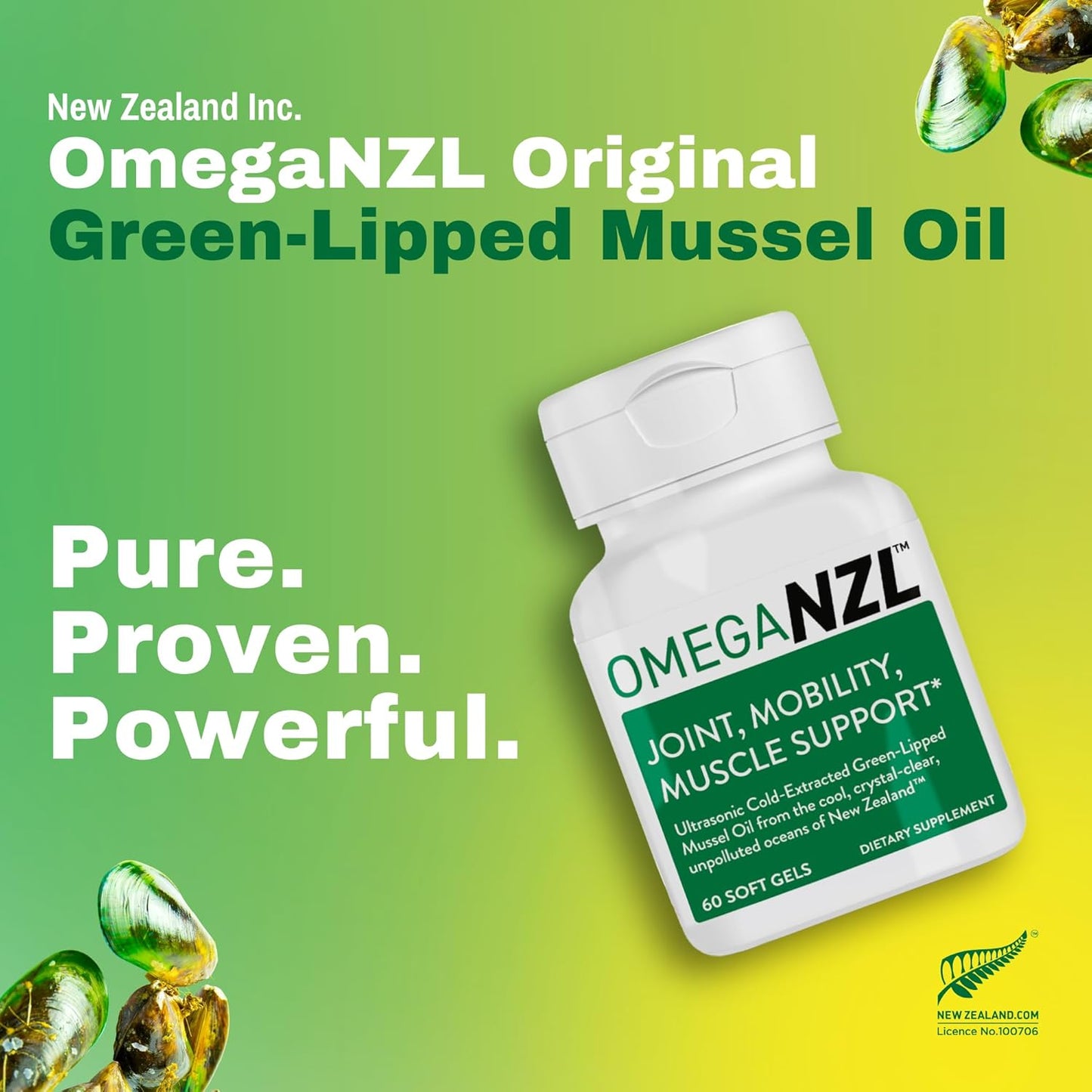 180 Softgels of OMEGANZL Original Green-Lipped Mussel Oil Joint Support Supplement with Natural Muscle Relief, No Fishy Aftertaste