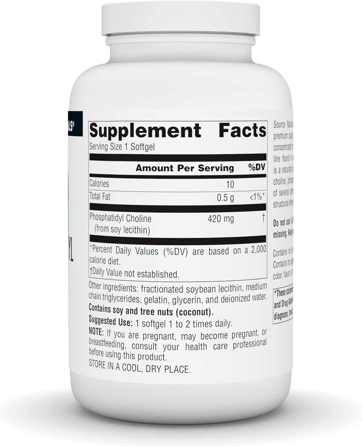 180 Softgels of Source Naturals Phosphatidyl Choline in Lecithin Dietary Supplement