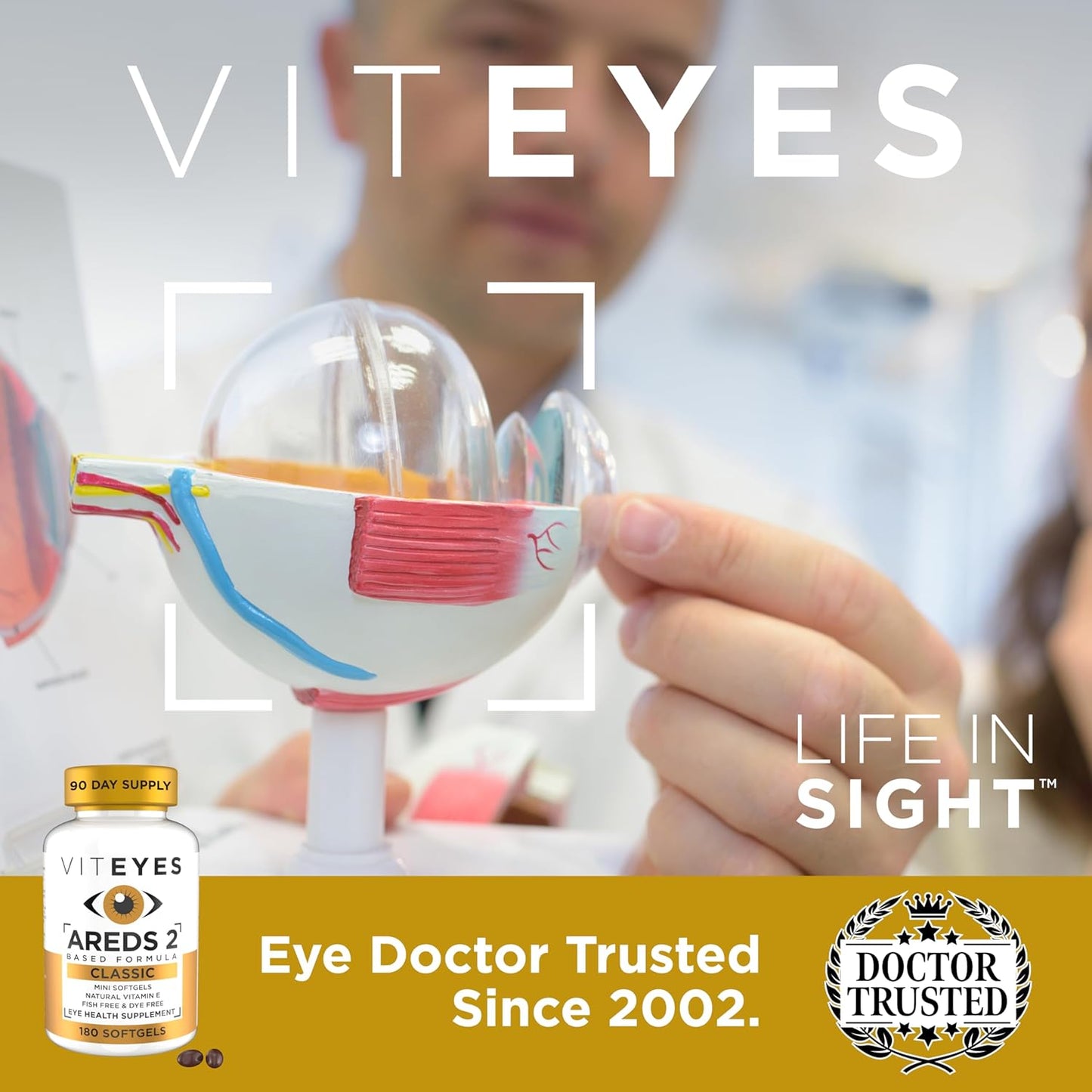 180 Softgels Viteyes AREDS 2 Classic Macular Health Eye Vitamins with Lower Zinc for Vision Support