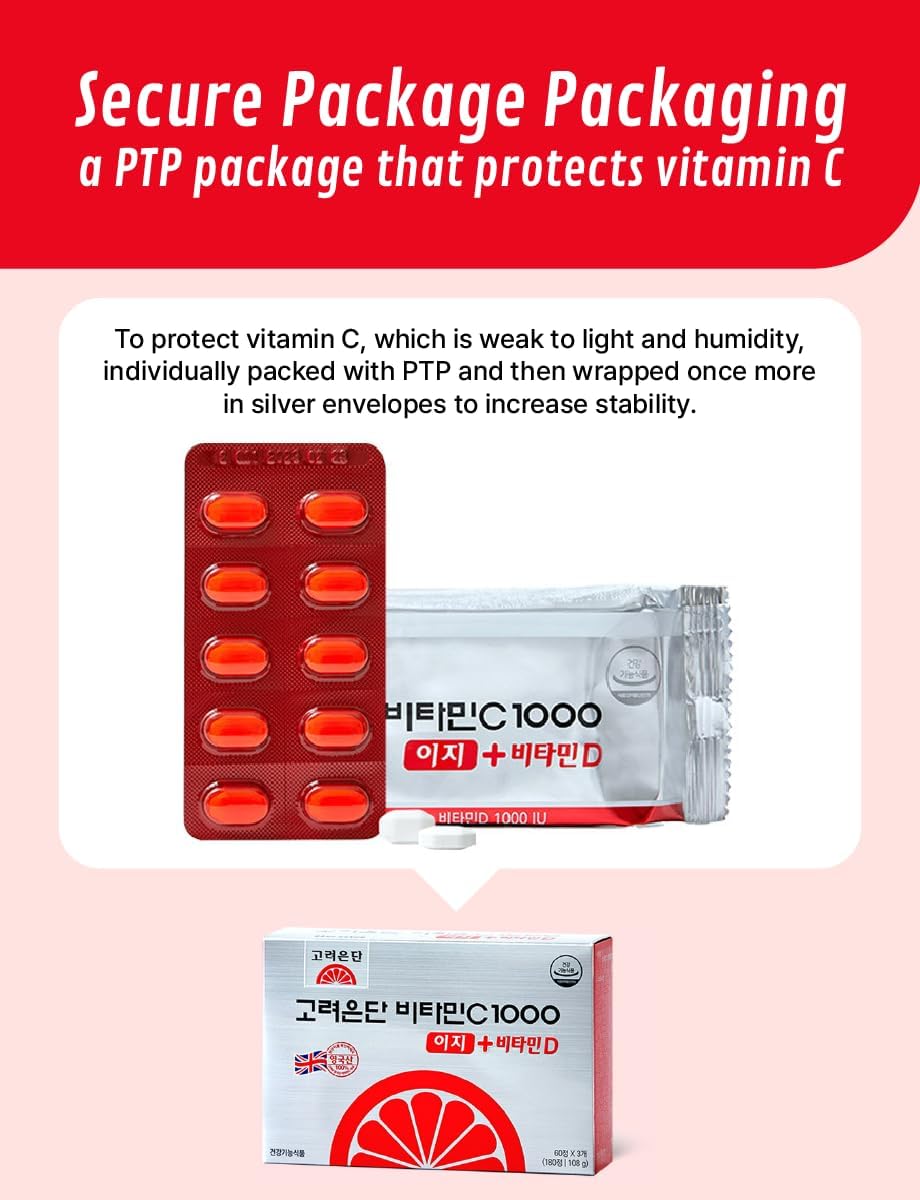 180 Tablets KULOSORY Korea Eundan Premium Vitamin C 1000mg + Vitamin D 600mg Individually Packaged
