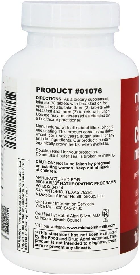 180 Tablets Michael's Health Naturopathic Programs for Cholesterol Metabolism - Improves Circulation - Non-Statin & Red Yeast Rice - 30 Servings