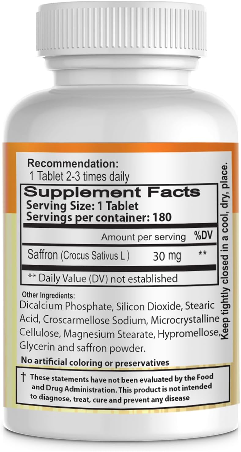 180 Tablets of EXIR Saffron Dietary Supplements for Natural Calmness & Relief