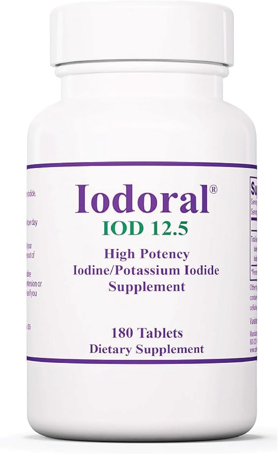 180 Tablets of Generic Iodine 12.5 mg with Potassium Iodide for Daily Nutritional Support & Wellness - 1 Pack