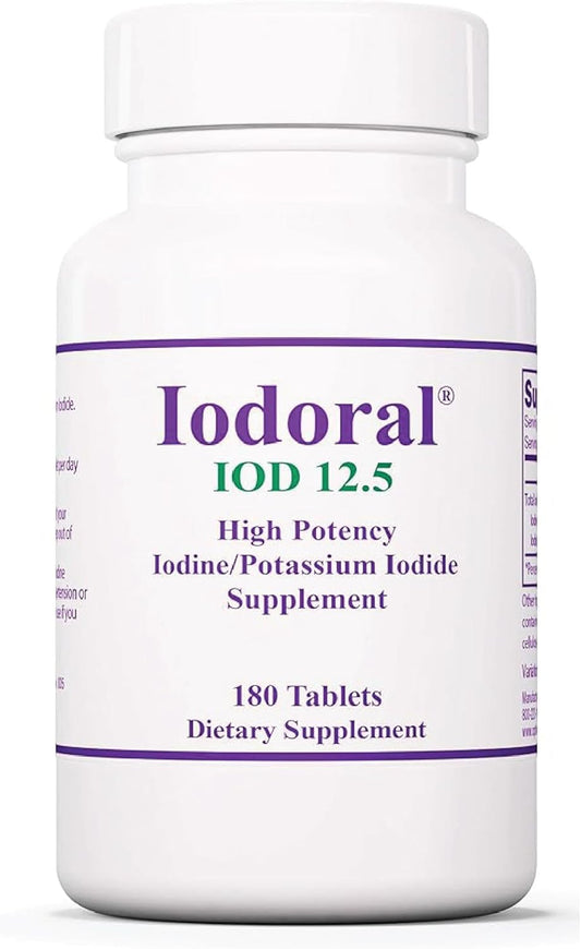 180 Tablets of Generic Iodine 12.5 mg with Potassium Iodide for Daily Nutritional Support & Wellness - 1 Pack