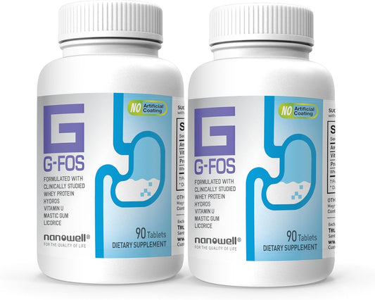 180 Tablets of NANOWELL G-FOS Digestive Health Supplement with Vitamin U for 2 Months