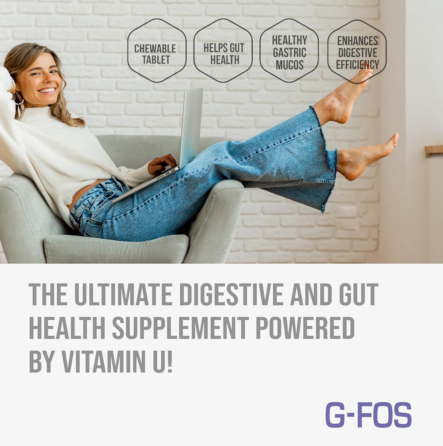 180 Tablets of NANOWELL G-FOS Digestive Health Supplement with Vitamin U for 2 Months