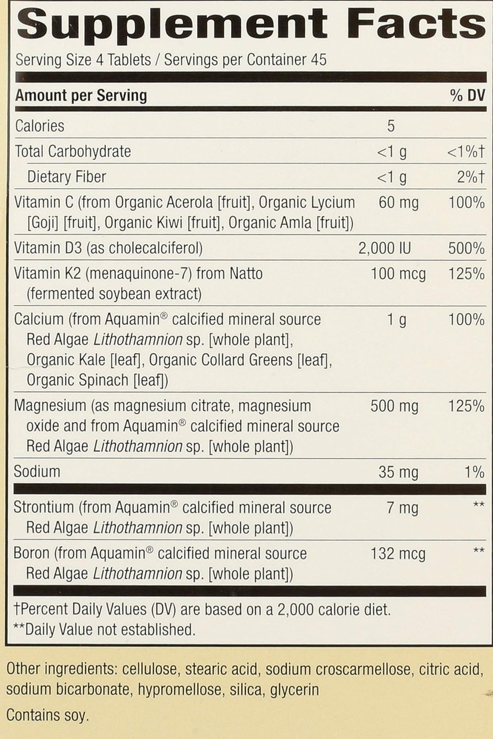 180 Tablets of Nature's Way Alive! Calcium Bone Formula with Max Absorption, Plant Source Calcium