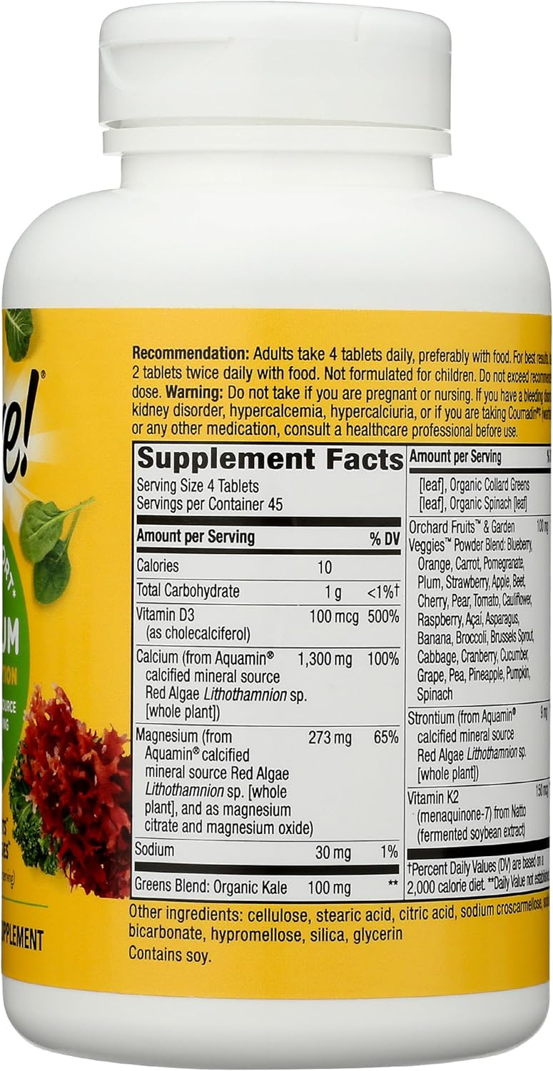 180 Tablets of Nature's Way Alive! Calcium Bone Formula with Max Absorption, Plant Source Calcium