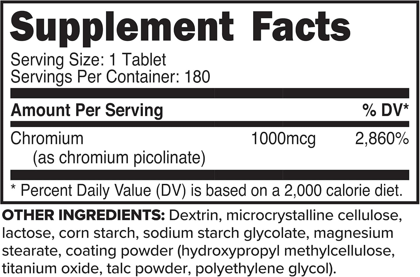 180 Tablets of PrimaForce Chromium Picolinate 1000mcg for Weight Management and Metabolism Support