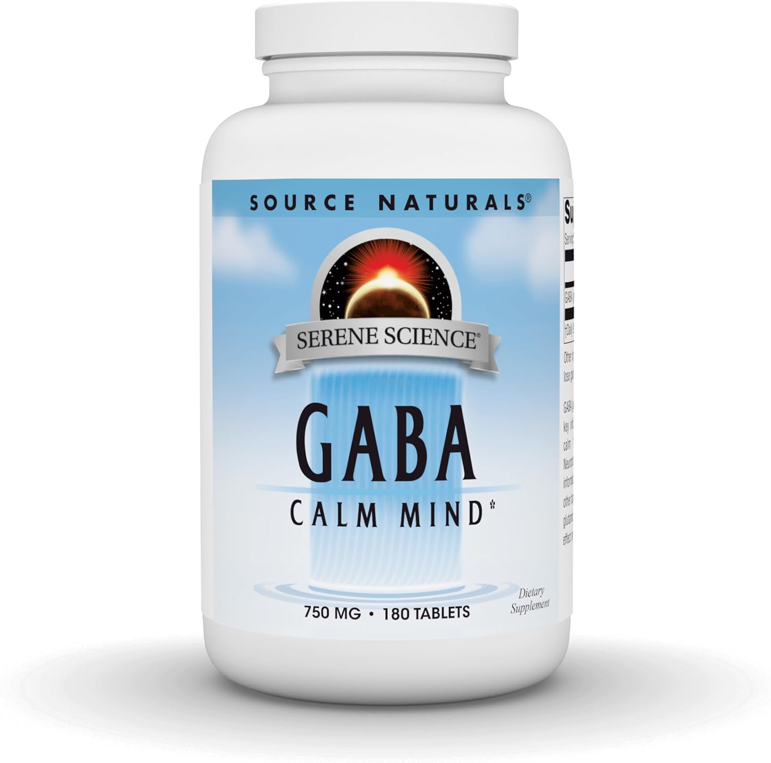 180 Tablets of Source Naturals GABA 750 mg for a Calm Mind