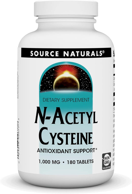 180 Tablets of Source Naturals N-Acetyl Cysteine for Respiratory Health Support - 1,000 mg Antioxidant Dietary Supplement
