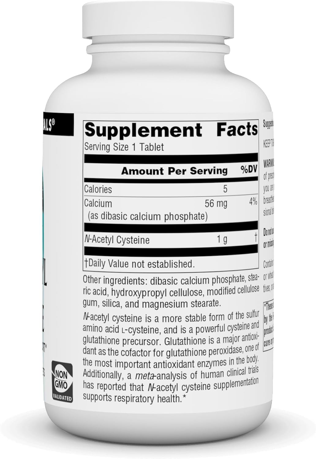 180 Tablets of Source Naturals N-Acetyl Cysteine for Respiratory Health Support - 1,000 mg Antioxidant Dietary Supplement