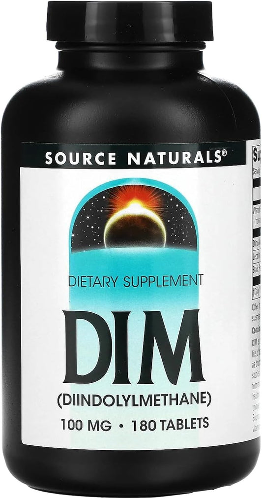 180 Tablets Source Naturals DIM Supplement with Diindolylmethane, BioPerine, Vitamin E for Hormone Balance