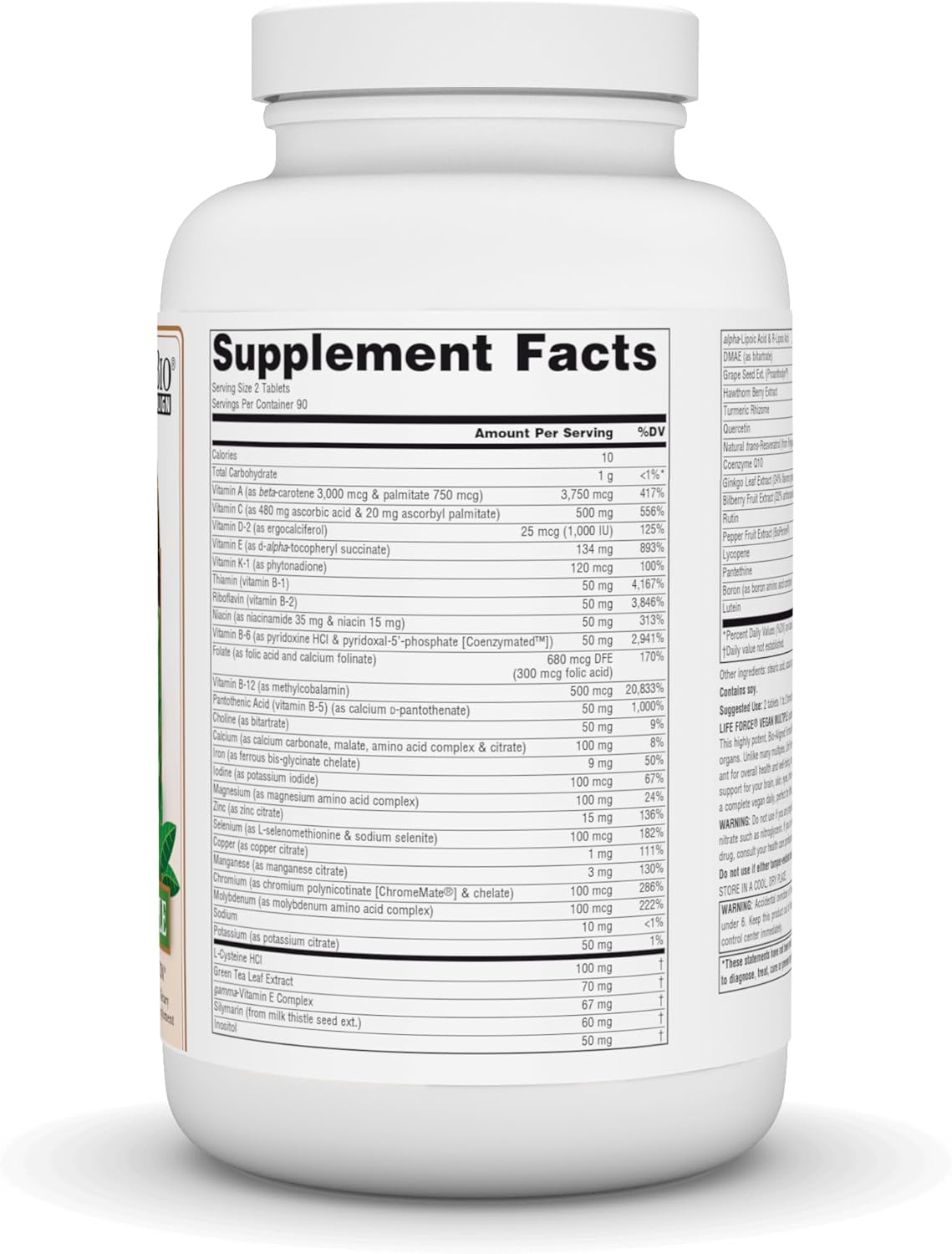 180 Tablets Source Naturals Vegan True Vegan Force Multiple with Advanced Energy Formula for Vegans