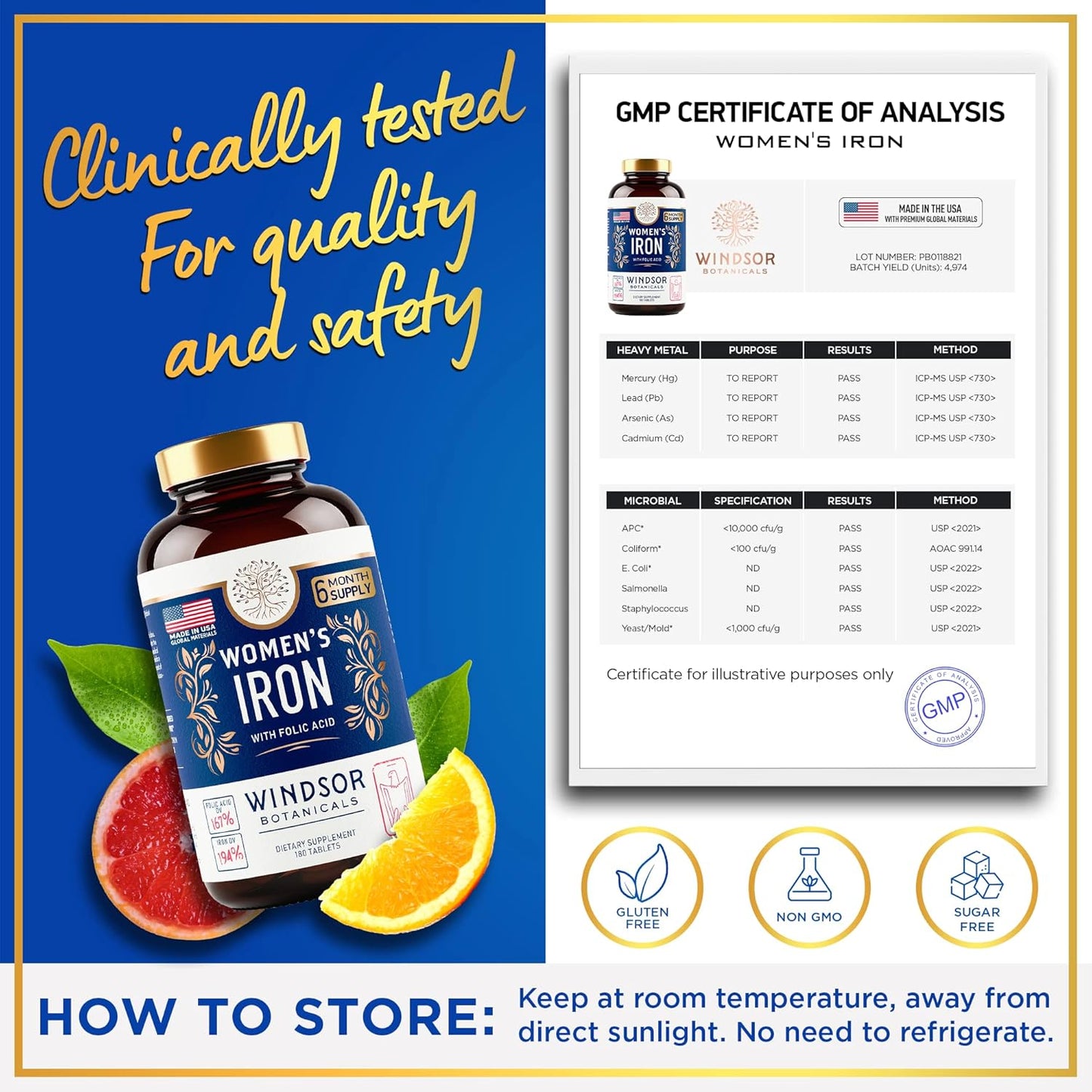 180 Vegan Iron Tablets for Women with Folic Acid - Gentle 35mg Iron, 667mcg Vitamin B9 - Anemia, Period, Pregnancy Support - Prenatal Ferrous Sulfate Pills