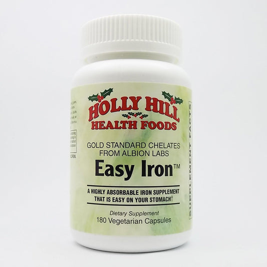 180 Vegetarian Capsules of Holly Hill Health Foods Easy Iron Supplement for Improved Iron Levels and Overall Health