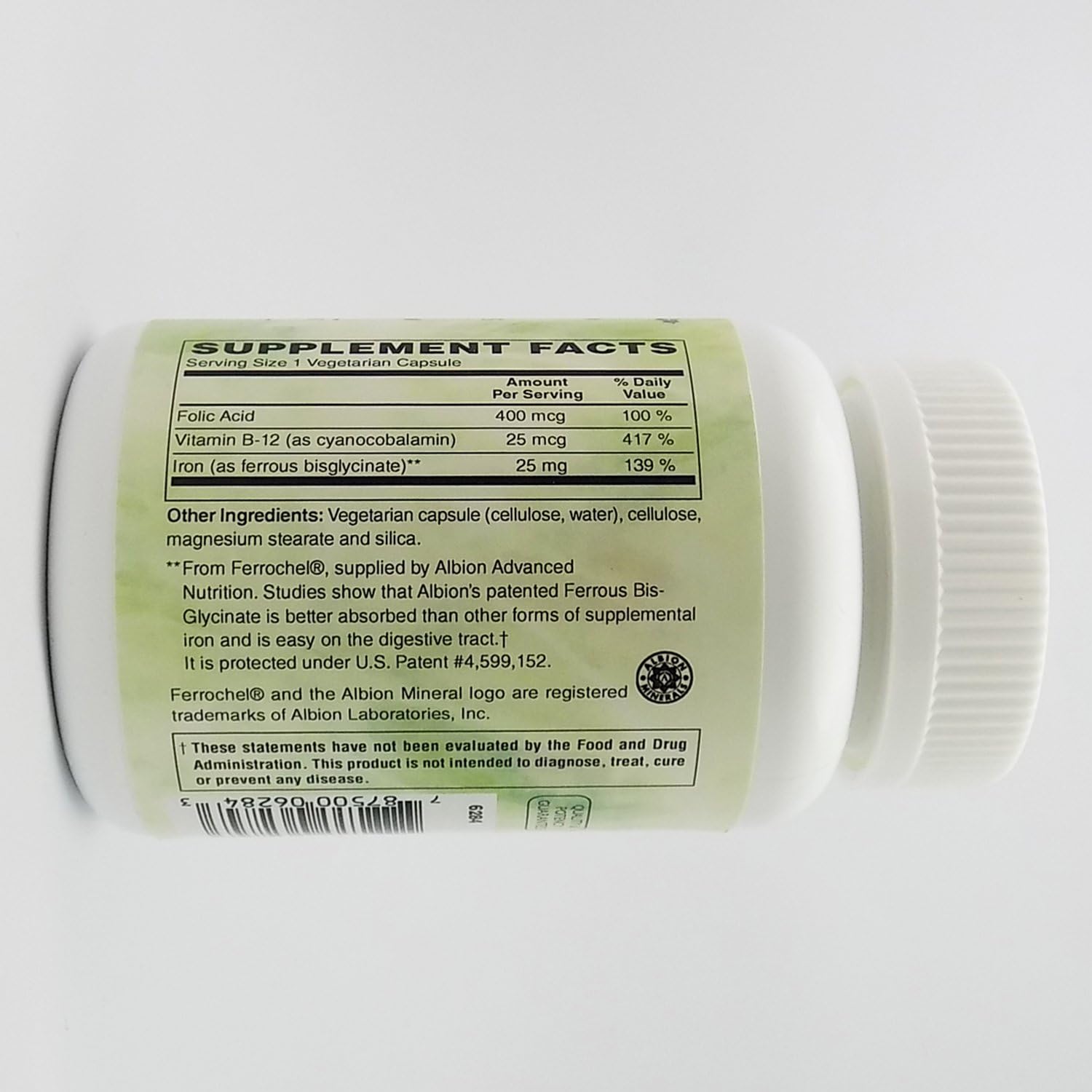 180 Vegetarian Capsules of Holly Hill Health Foods Easy Iron Supplement for Improved Iron Levels and Overall Health