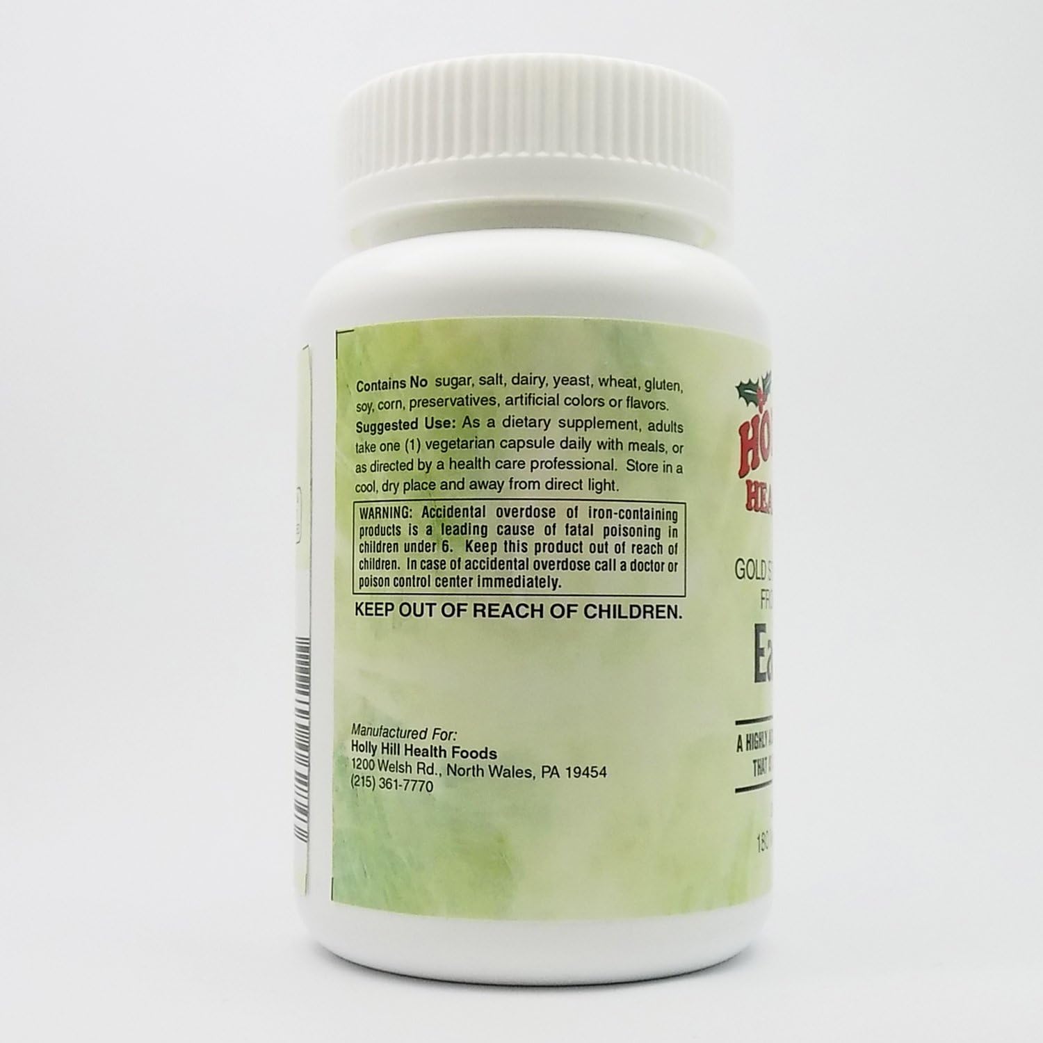 180 Vegetarian Capsules of Holly Hill Health Foods Easy Iron Supplement for Improved Iron Levels and Overall Health