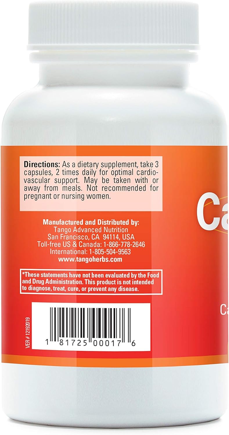 180 Vegetarian Capsules of Tango CardioPhase Natural Heart Support Supplement for Improved Circulation and Cardio Performance