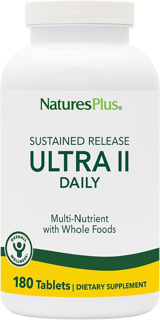180 Vegetarian Tablets Natures Plus Ultra II Multivitamin - Sustained Release for Natural Energy & Overall Health - Whole Food Supplement