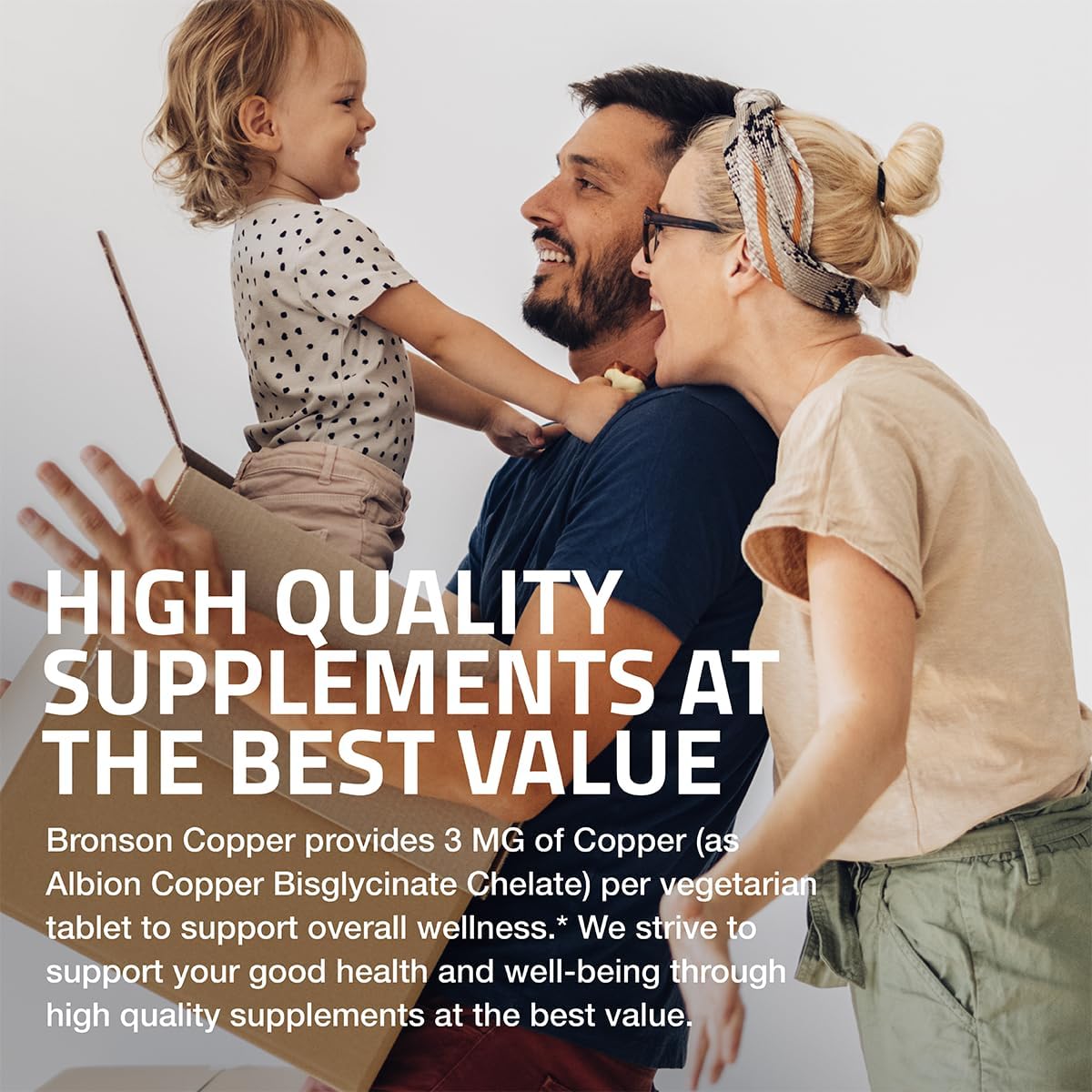 180 Vegetarian Tablets of Bronson Copper Glycinate 3 MG Chelated for Superior Absorption - Non-GMO Formula