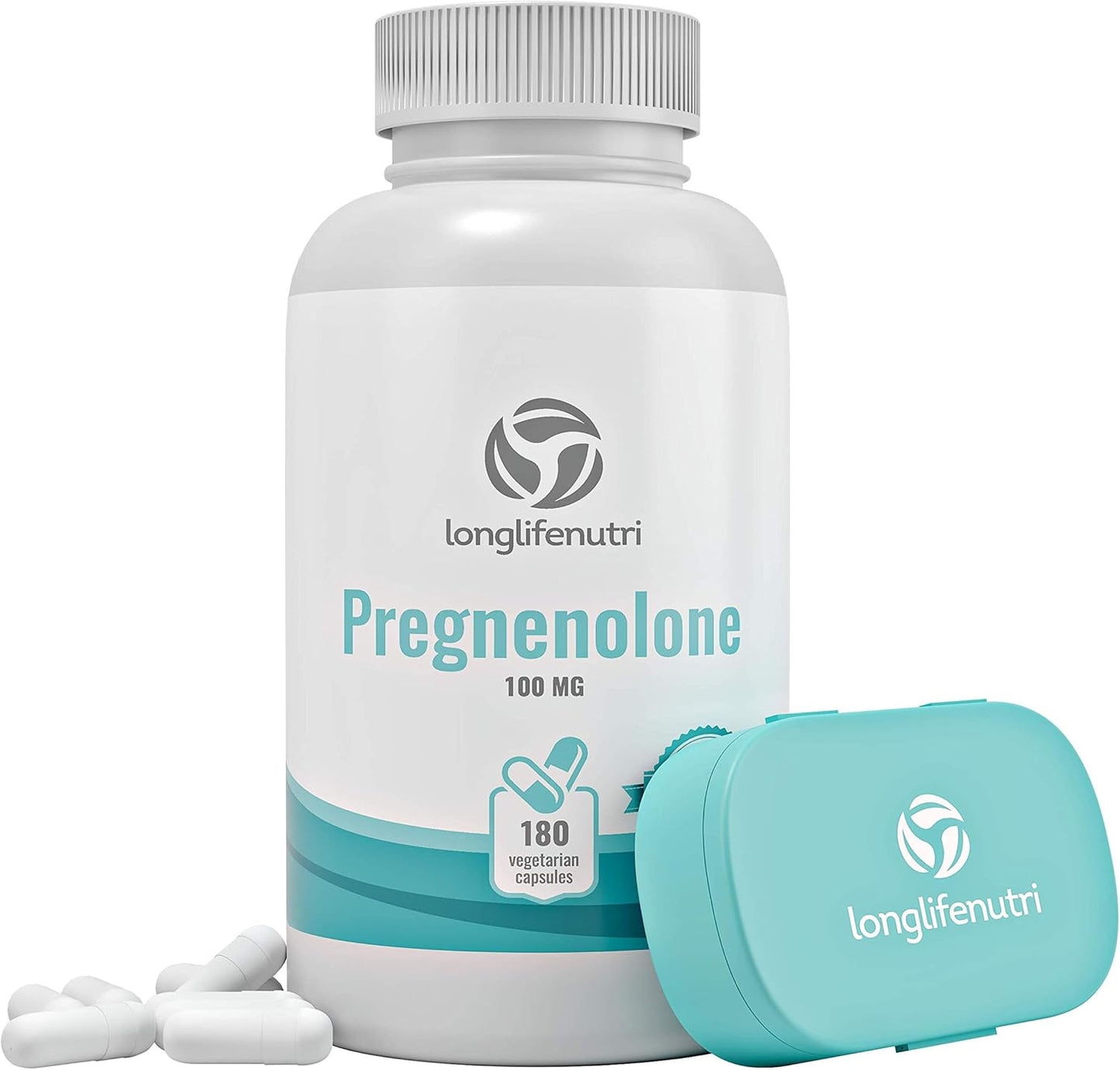 180 Veggie Caps of LongLifeNutri Pregnenolone for Brain & Hormone Support - Made in USA for Improved Memory, Focus & Vitality