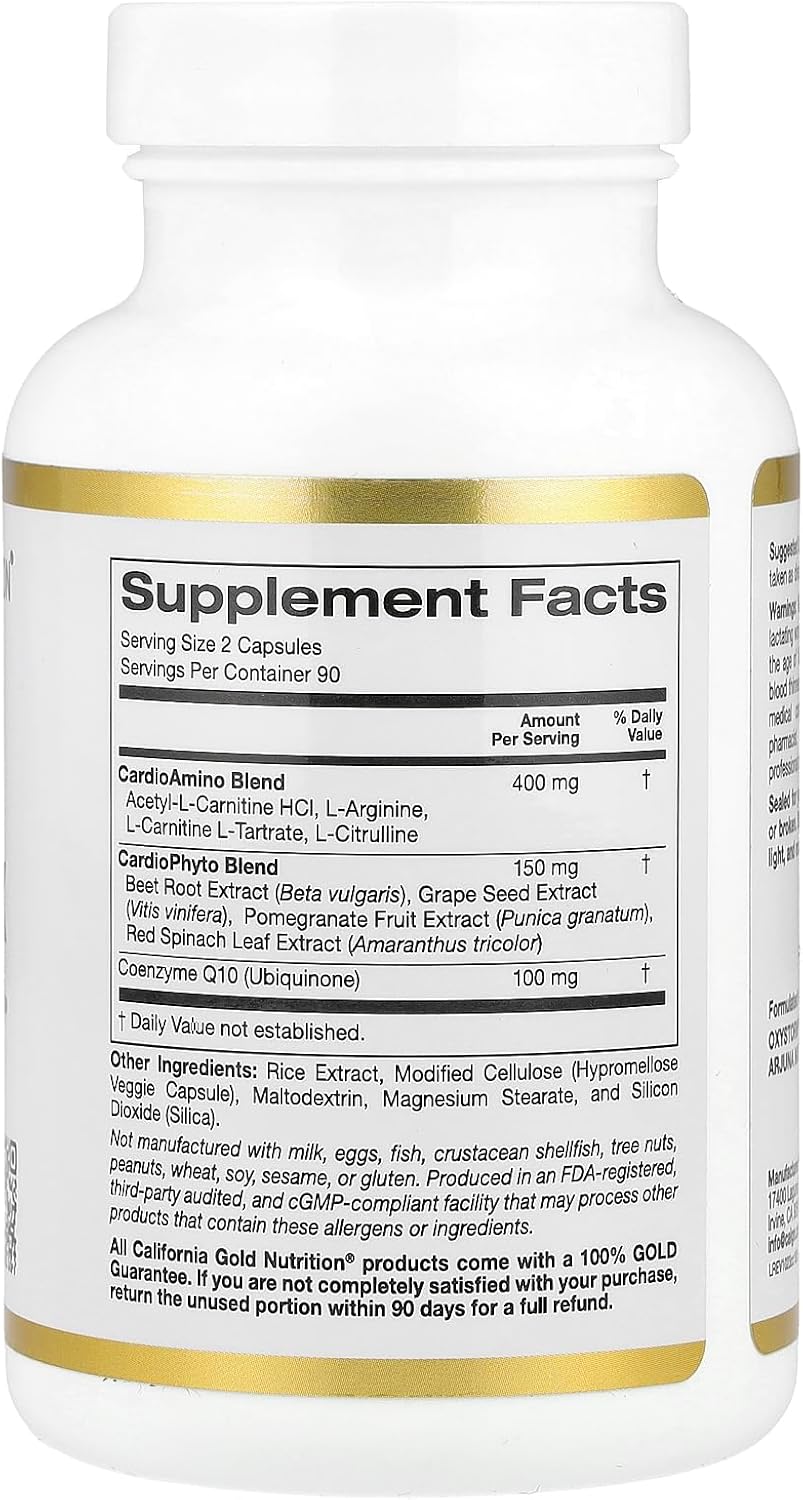 180 Veggie Capsules of California Gold Nutrition Cardio Complex - Heart Health Support Supplement
