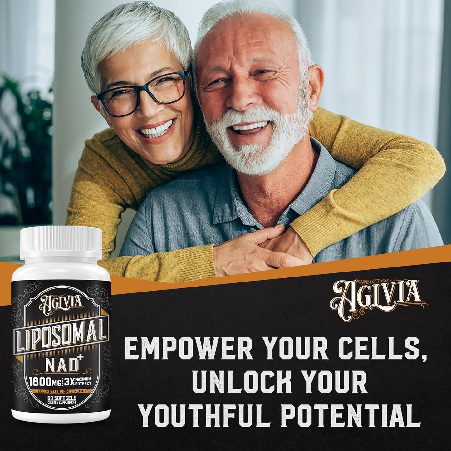 1800 MG Liposomal NAD+ Supplement for Energy & Cellular Repair - Non-GMO, 60 Softgels