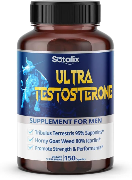 18,000MG Ultra Booster Male Supplement with Tribulus Terrestris and Horny Goat Weed for Energy, Strength, and Endurance - Made in USA