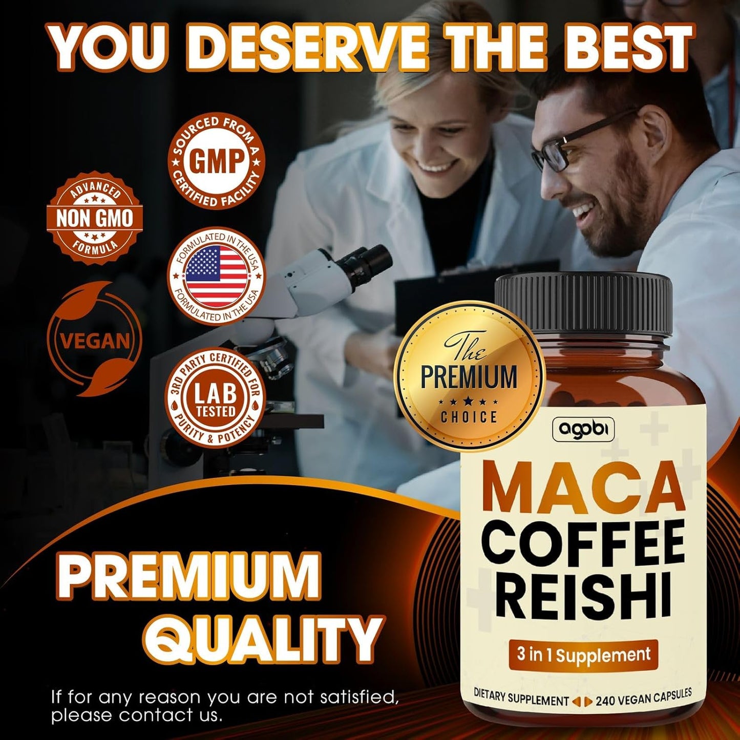 1800mg Maca Coffee Supplement with Reishi Mushroom - 240 Vegan Capsules for Energy, Mood, Immune System & Stamina - Gluten-Free, Non-GMO Formula