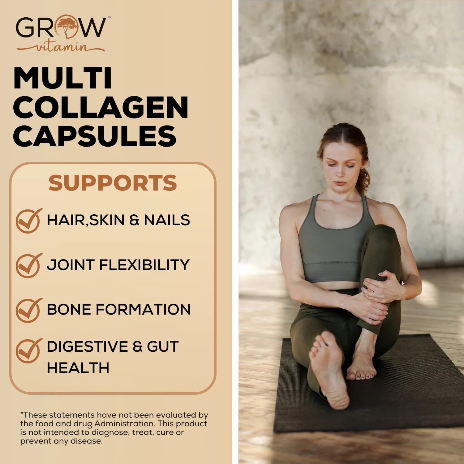 1800MG Multi Collagen Capsules - Non-GMO, Grass Fed - Hair, Skin, Nails & Joint Support - 90 Capsules
