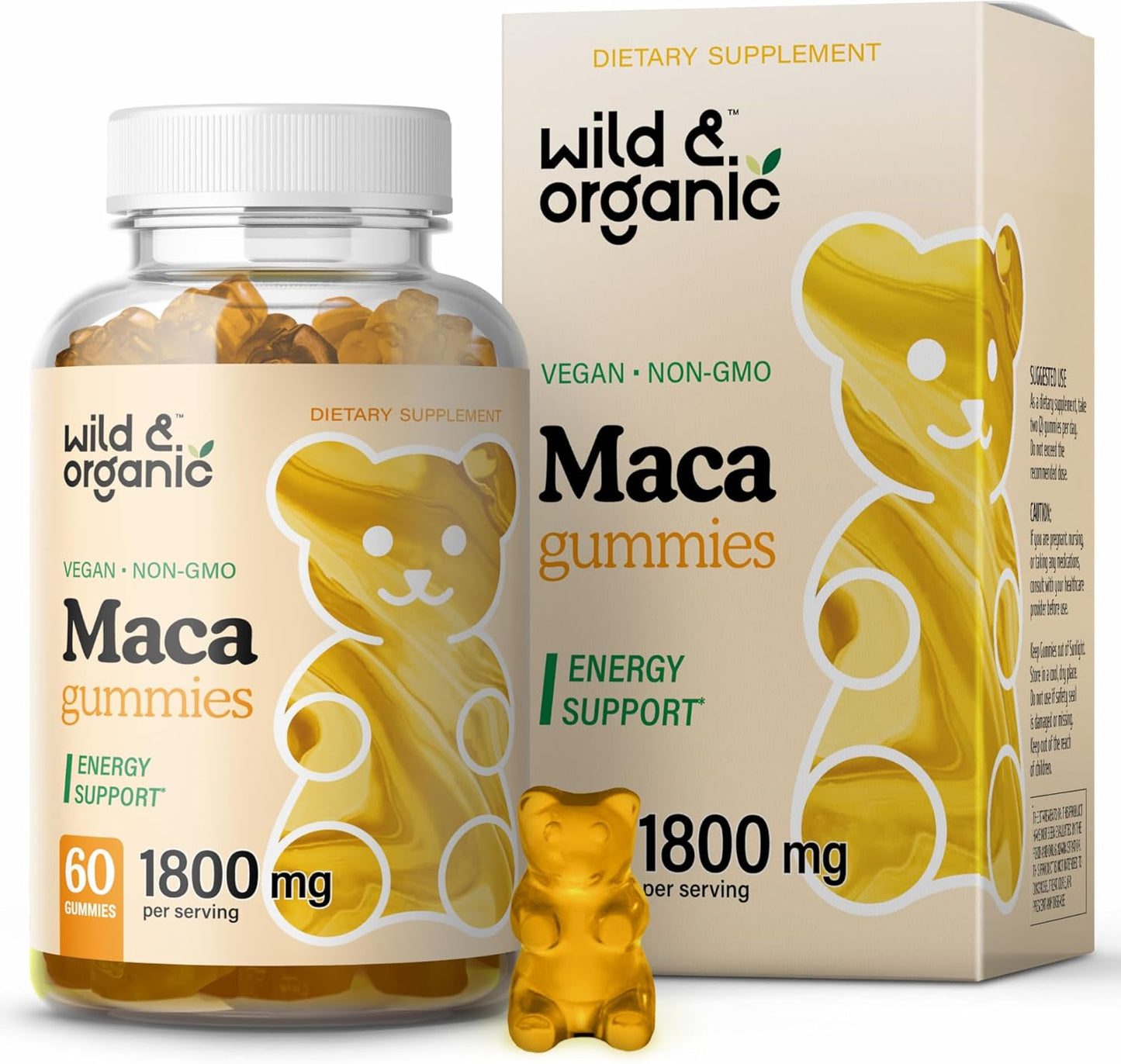 1800mg Organic Wild Maca Root Gummies - Yellow, Red, Black Maca Chews for Mood & Overall Support - Peruvian Supplement for Men & Women - 60 Vegan Gummies